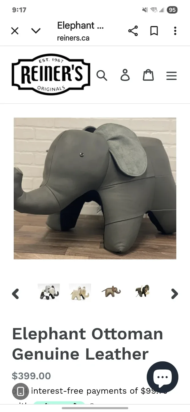 Reiner's Elephant Ottoman Genuine Leather image indicator(2)