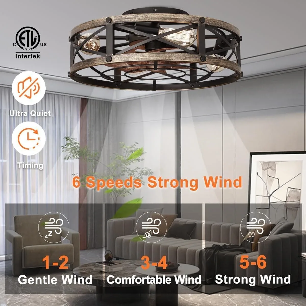 Ceiling Fan with Light & Remote, 19 inch image indicator(2)