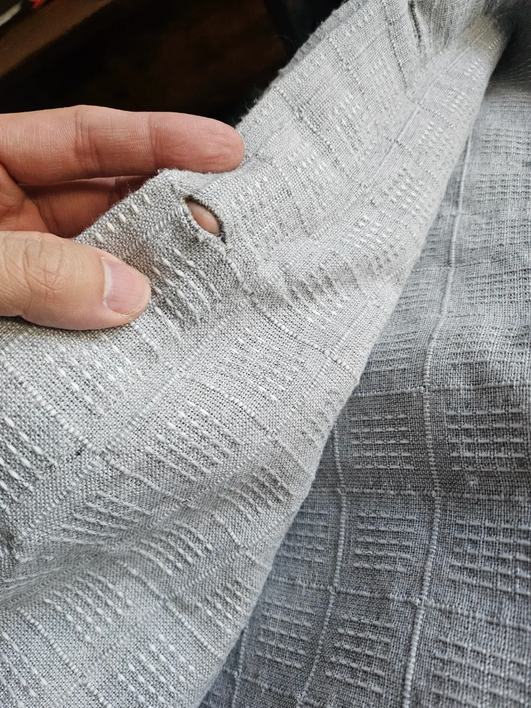 Large fabric grey shower curtain thumbnail