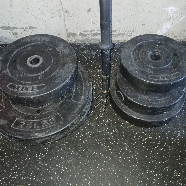 Weight Plates and Barbell