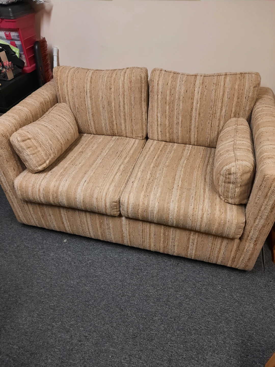 Beige Striped Sofa - photo 2