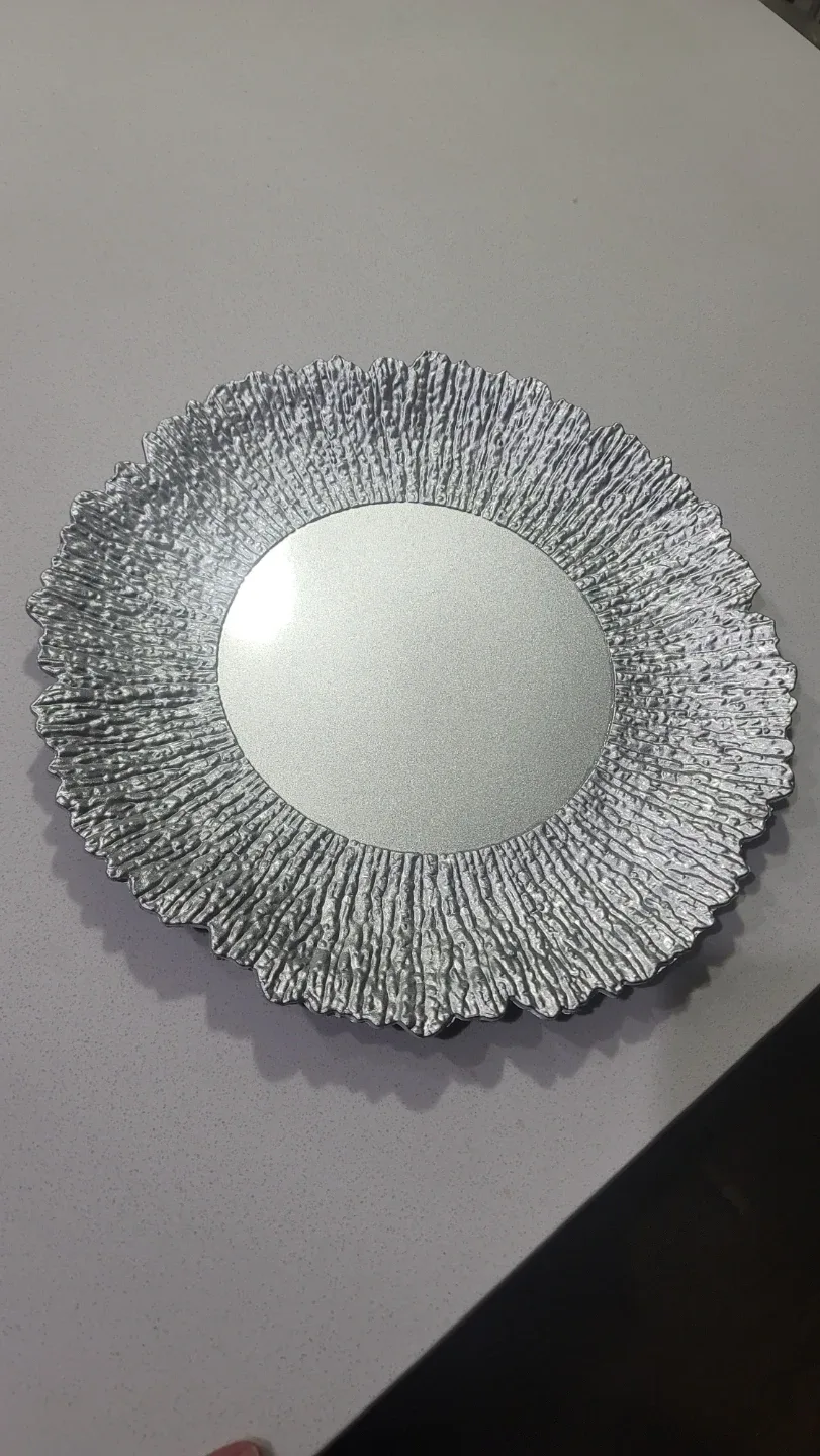 Set of 12 Plastic Silver Charger Plates, 13" Reusable Reef...