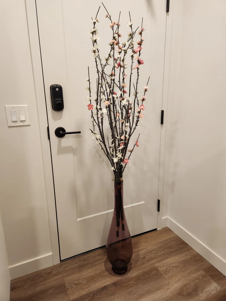 Tall Purple Decorative Vase with Branches