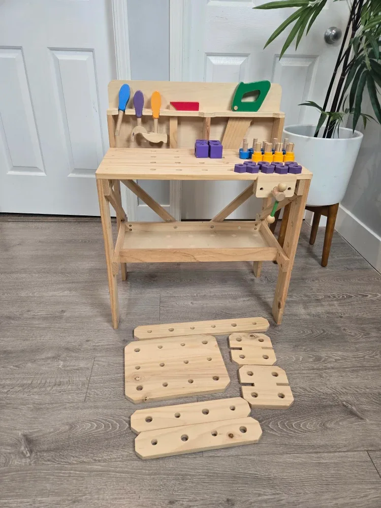 Kids wooden tool bench
