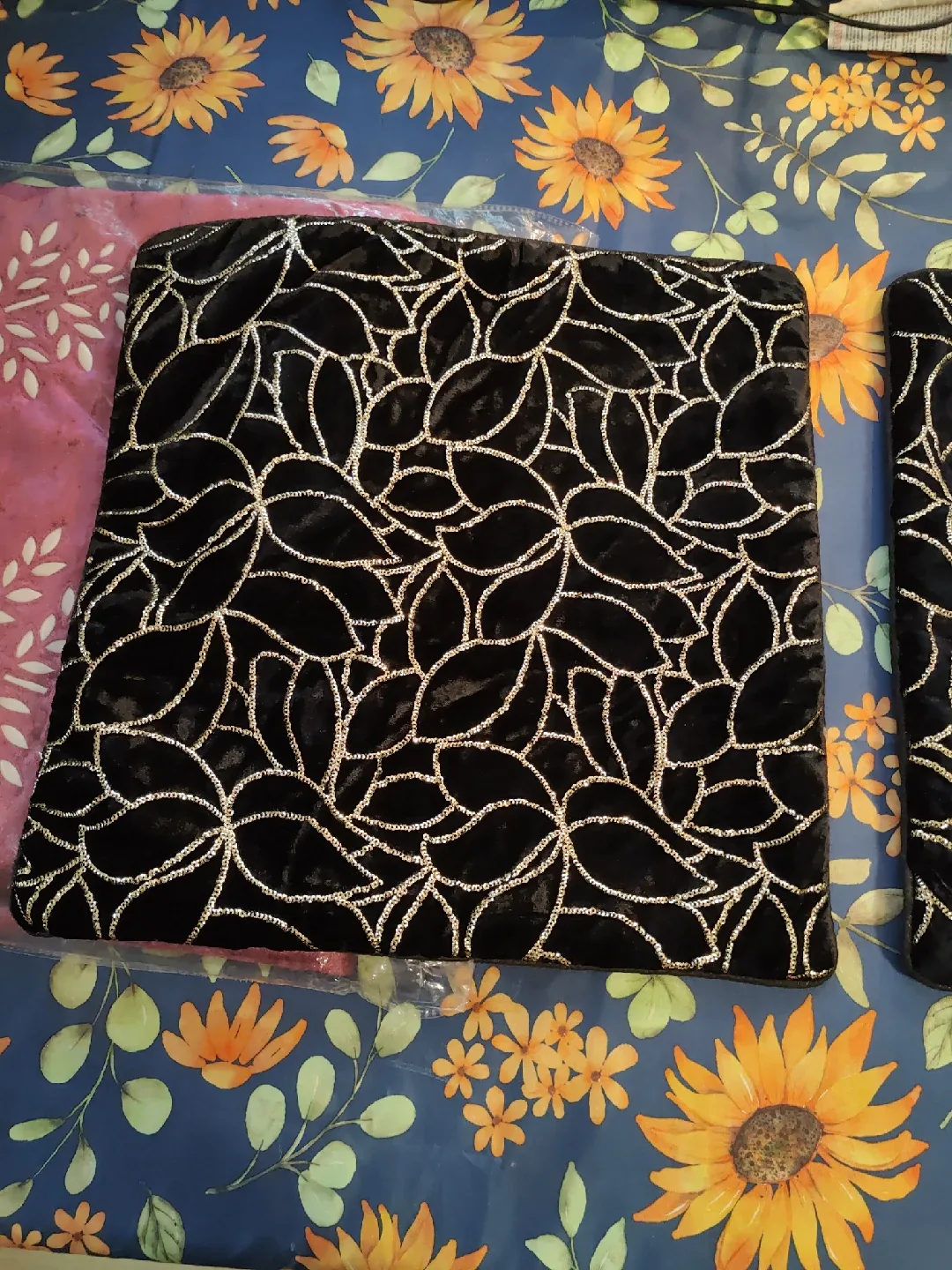 Black Floral Patterned Seat Cushions