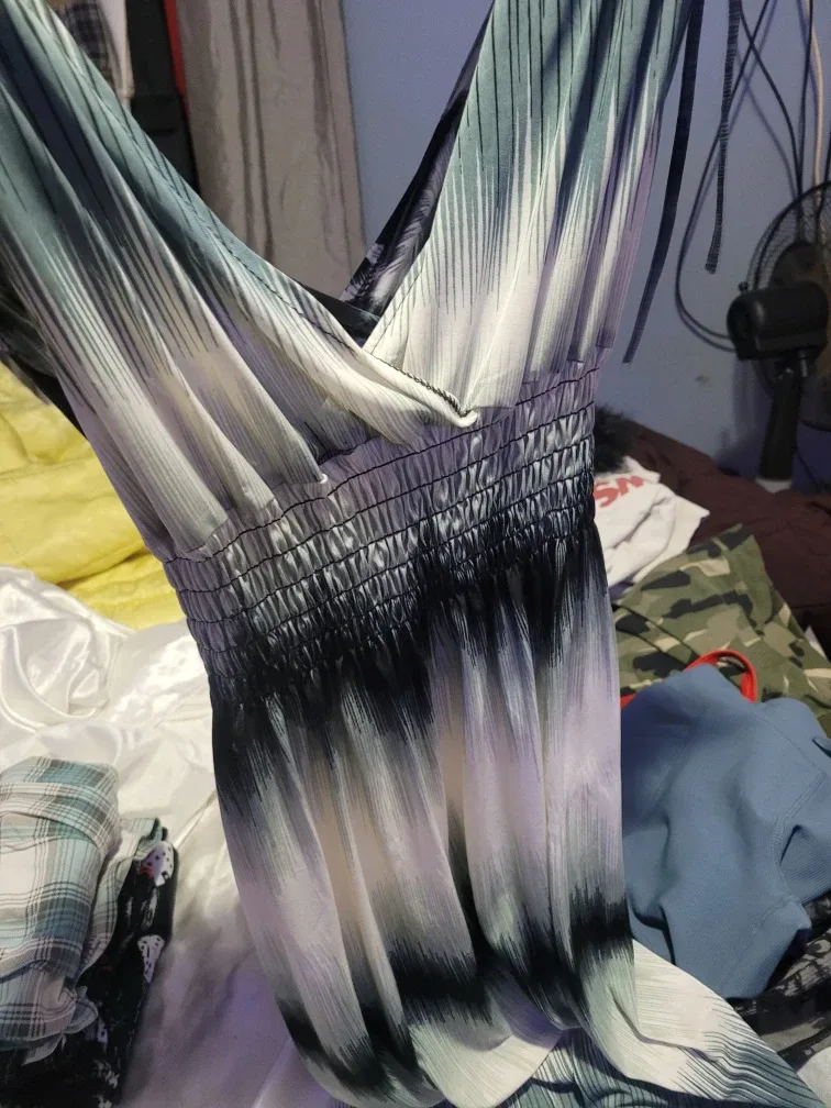 Dress - White, Blue, and Black image indicator(3)