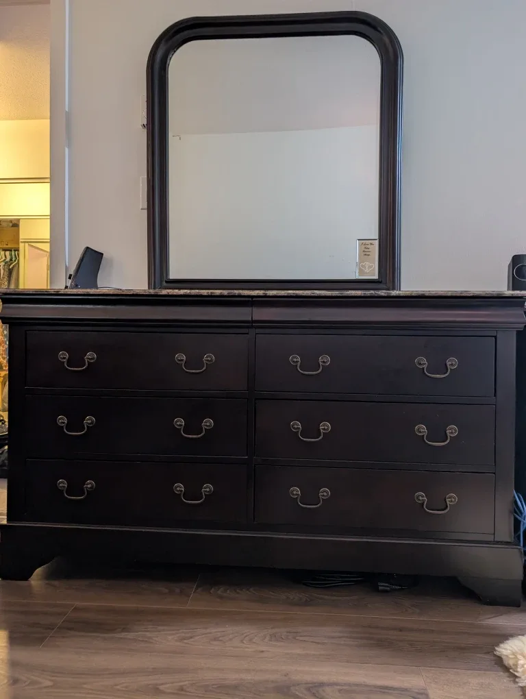 Dark Brown Dresser with attachable mirror