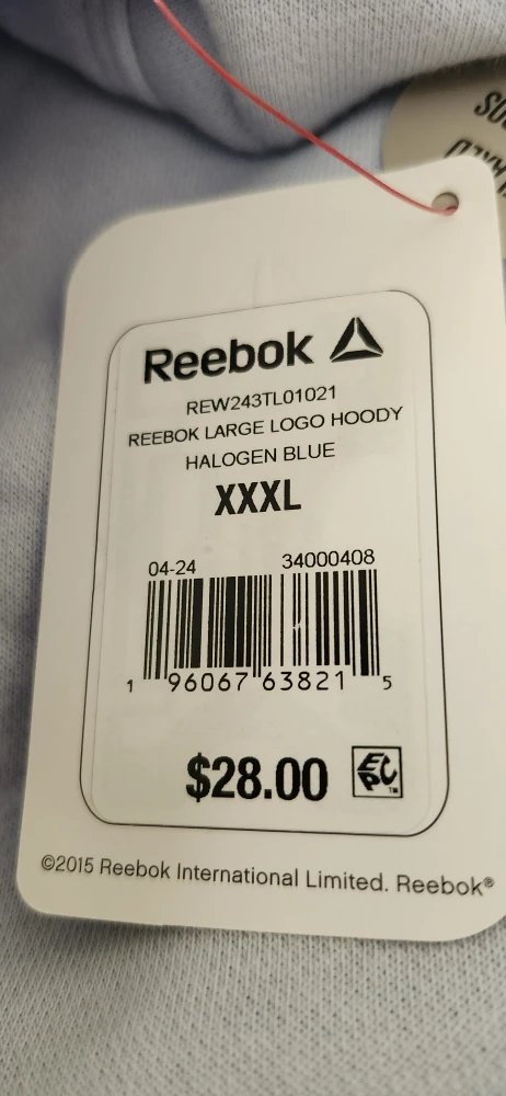 New Reebok Large Logo Hoodie - Halogen Blue XXXL - photo 5