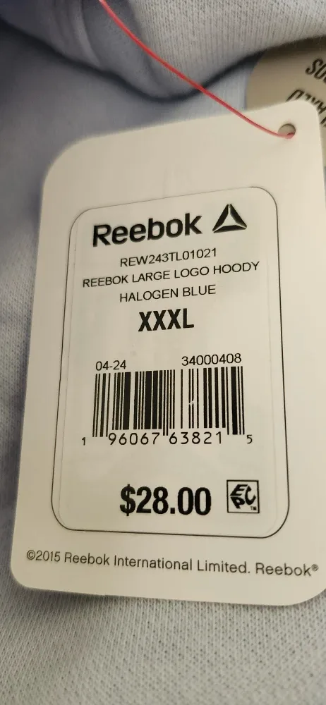 New Reebok Large Logo Hoodie - Halogen Blue XXXL image indicator(5)