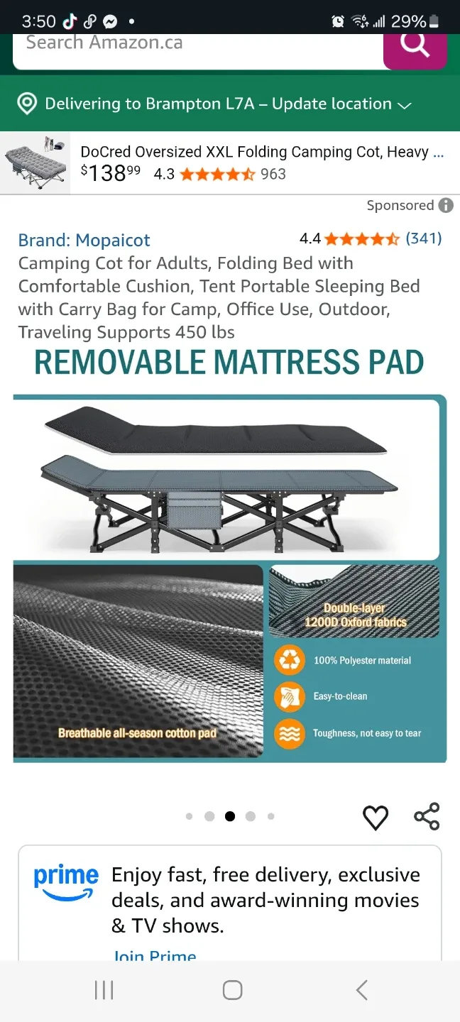 Folding Camping Cot brand new image indicator(3)