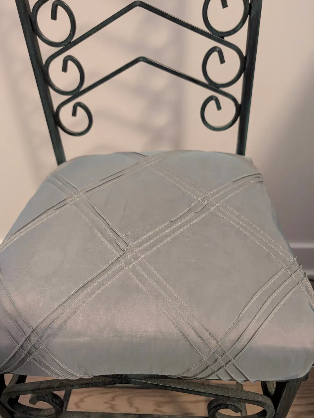 Vintage Metal Accent Chair - pale teal.  Cushion image indicator(2)