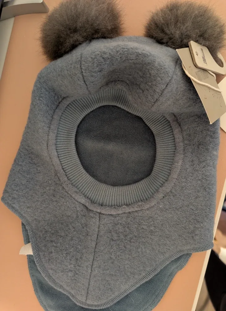 Huttelihut Balaclava Alpaca Pompoms Grey, Size 2-4Y