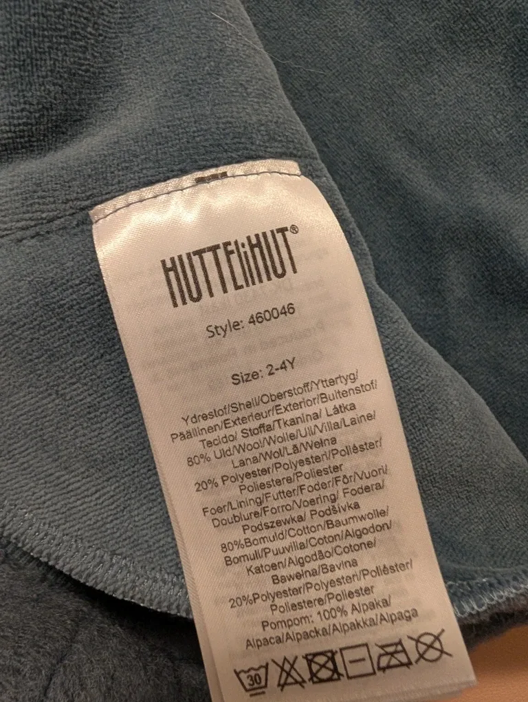 Huttelihut Balaclava Alpaca Pompoms Grey, Size 2-4Y image indicator(2)