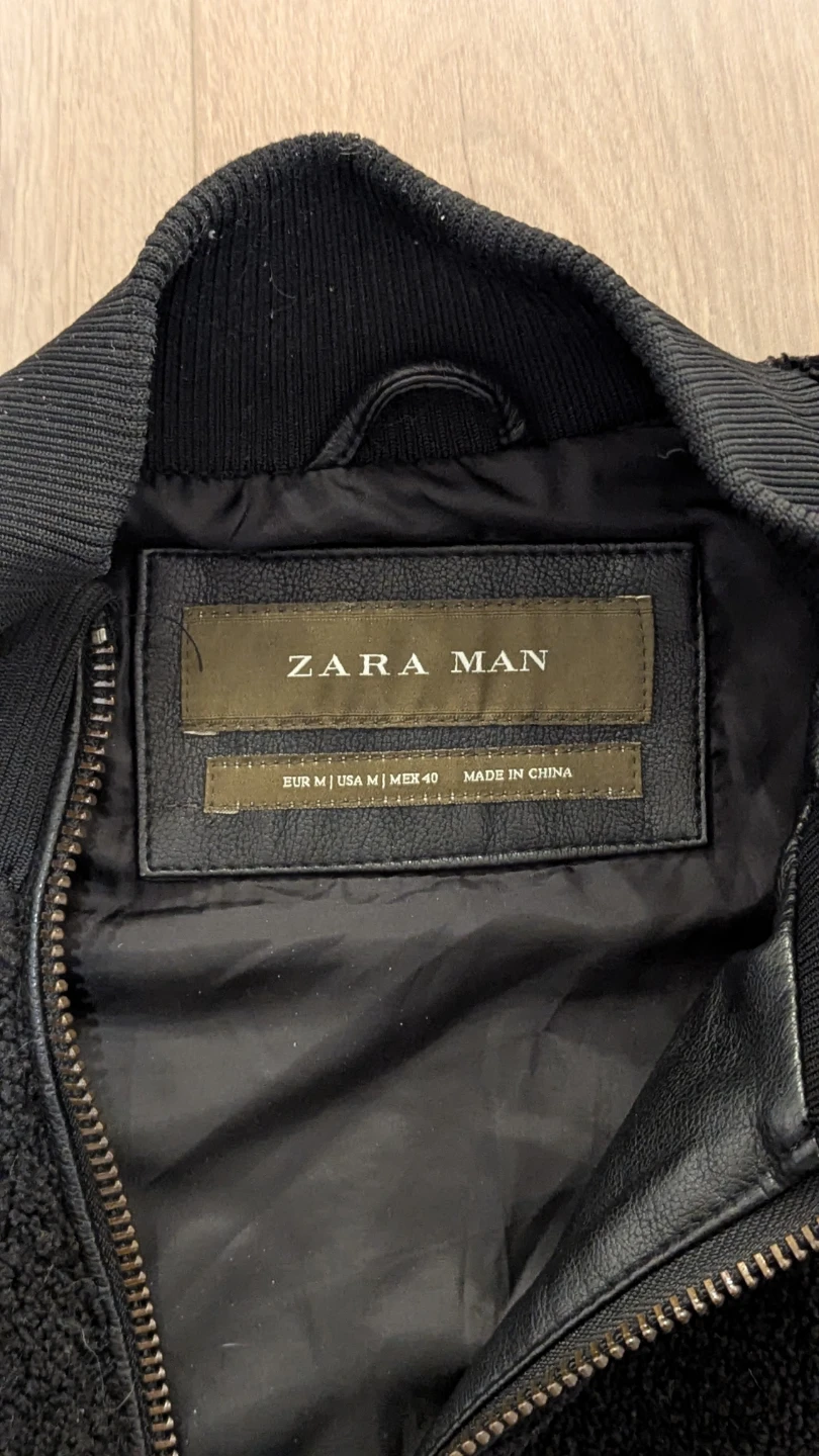 Zara Man Black Fur & Leather Jacket - Size M - photo 2