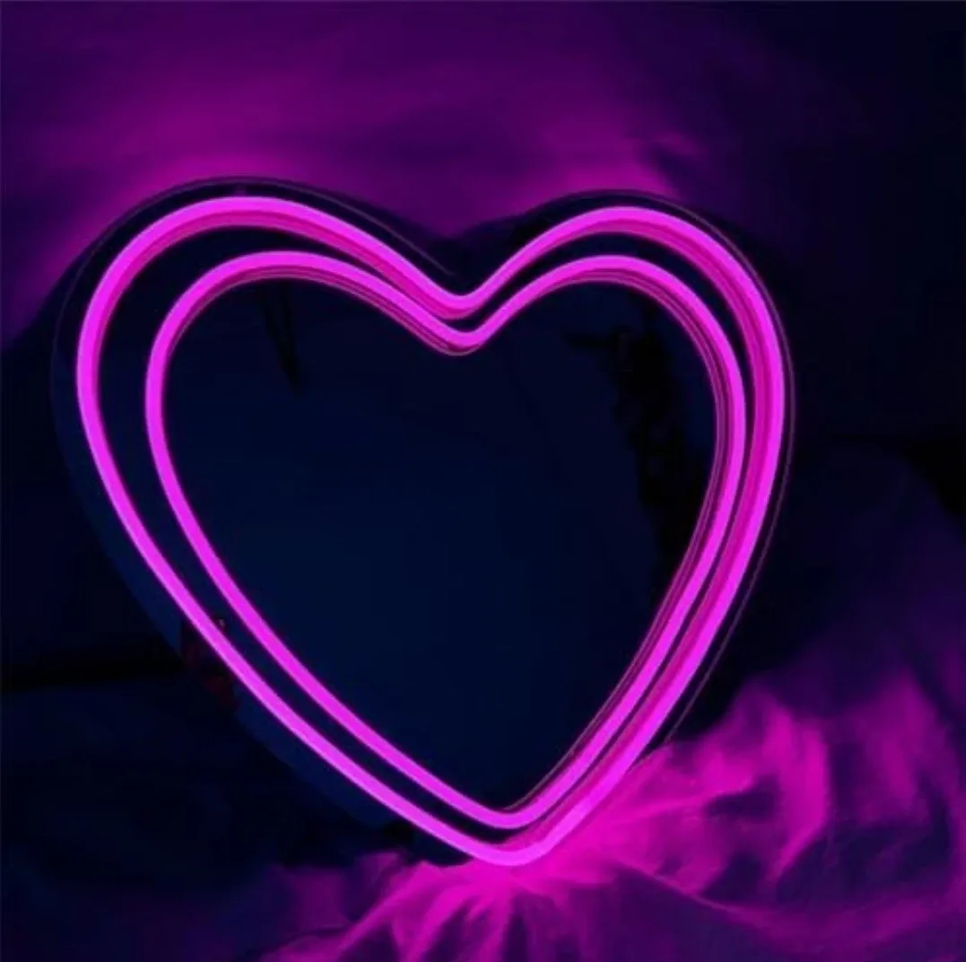 LED Heart Duo Neon Wall Light – USB & Battery Powered image indicator(2)
