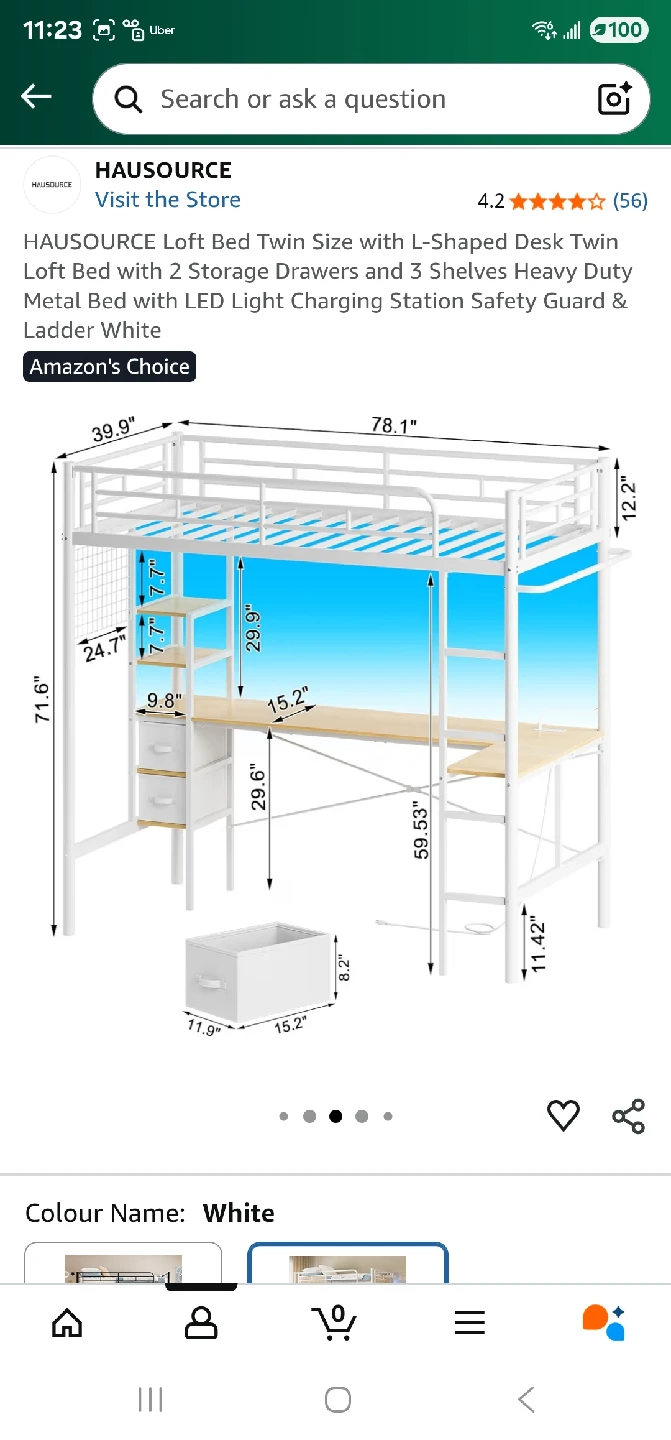 HAUSSOURCE Loft Bed Twin Size w/ Desk & Shelves - photo 4
