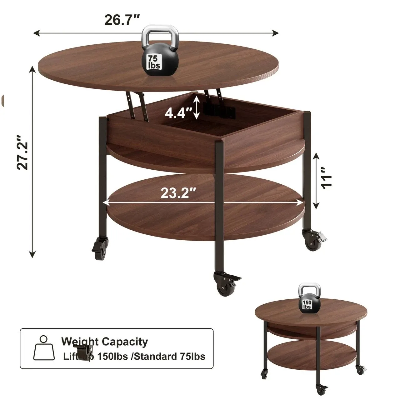 GUNAITO Round Coffee Table image indicator(2)