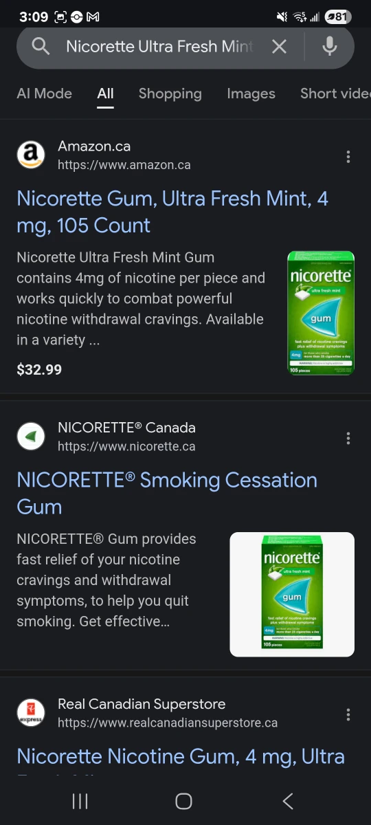 Nicorette Ultra Fresh Mint 4mg. Gum