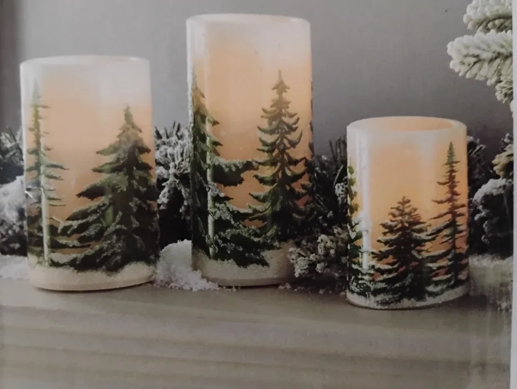 CANVAS Battery-Operated Winter Candle Set