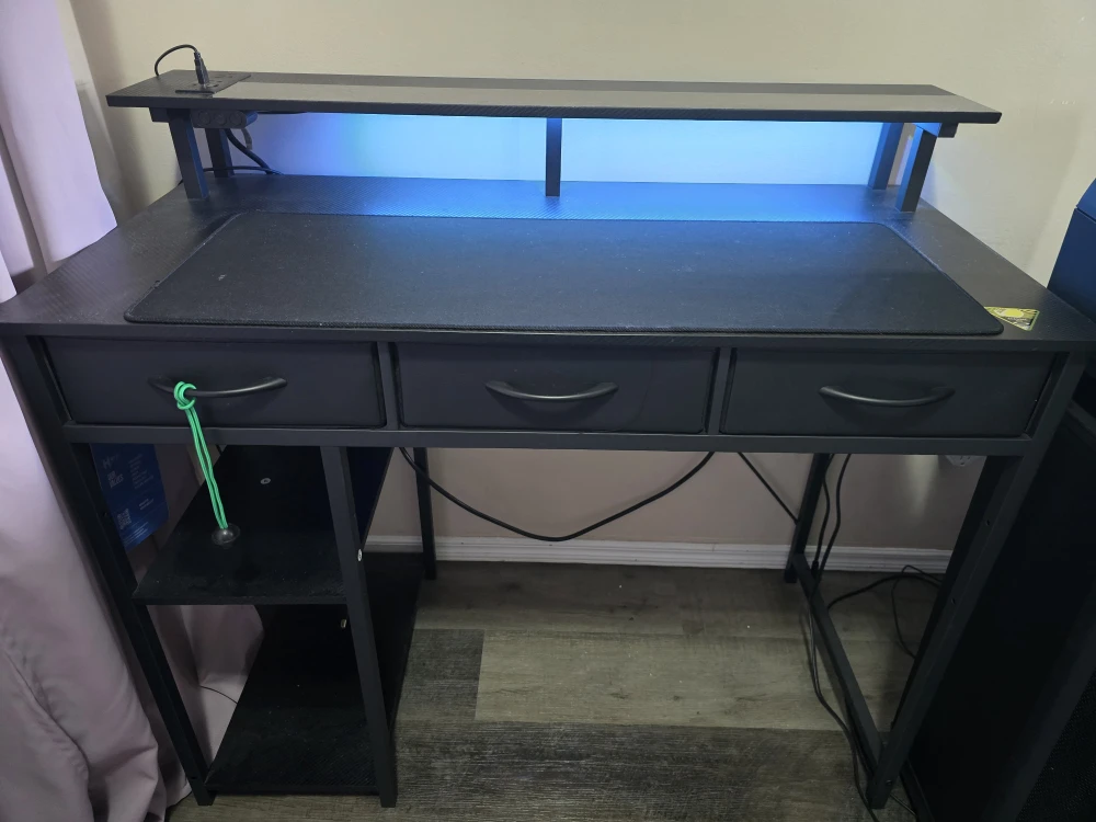 Black Gaming Desk with LED Lights