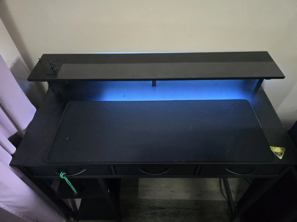Black Gaming Desk with LED Lights - photo 3