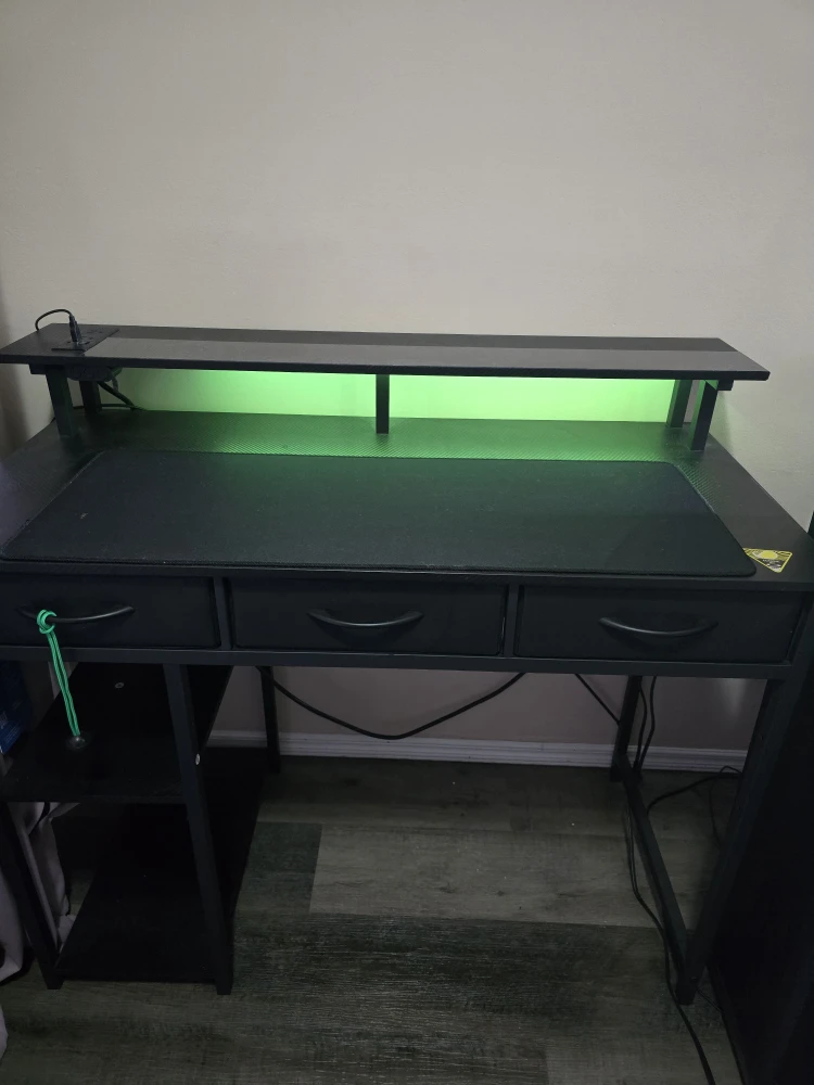 Black Gaming Desk with LED Lights - photo 4