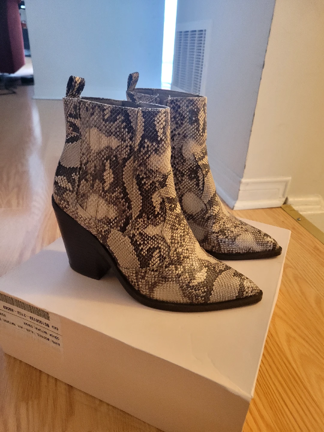 Steve Madden Snakeskin Print Ankle Boots, Size 8