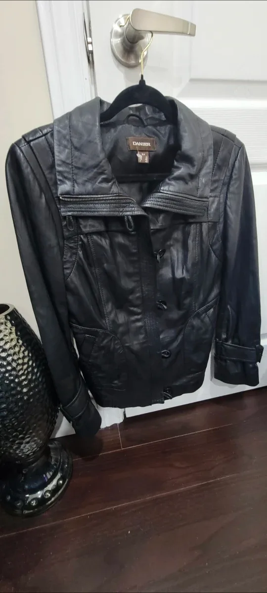 Danier Black Leather Jacket - Size small