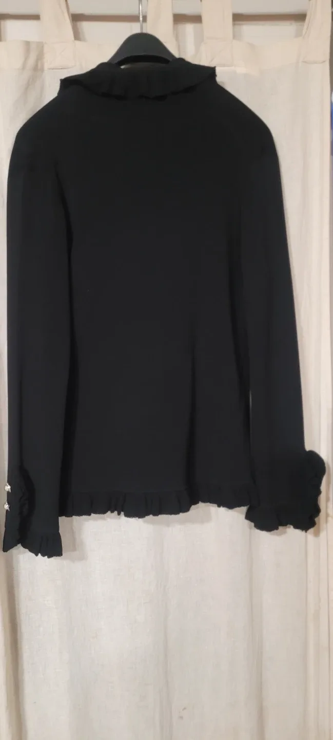 Vertigo Paris Black Ruffle Trim Cardigan image indicator(2)