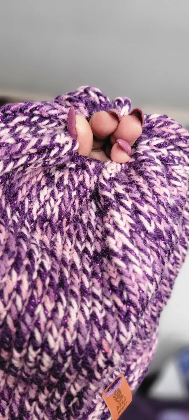 Handmade Purple Knit Beanie image indicator(2)