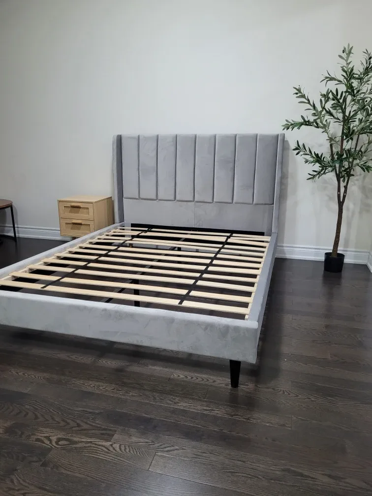 Grey Velvet Queen Bed Frame image indicator(3)