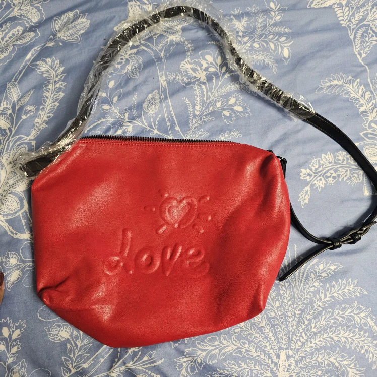 Red 'Love' Embossed Crossbody Bag