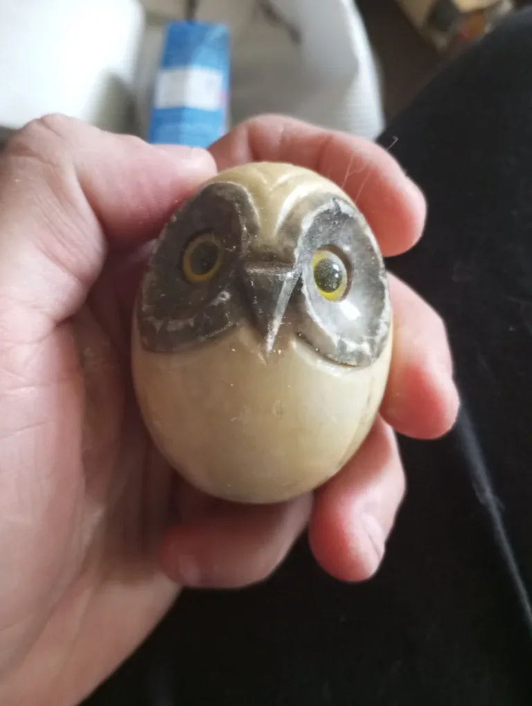 Carved Stone Owl Figurine