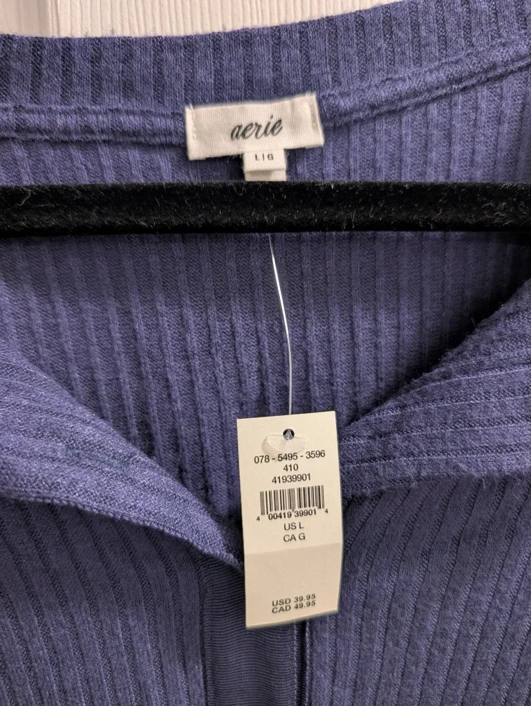 Aerie Ribbed Button-Up Top - Size L image indicator(2)
