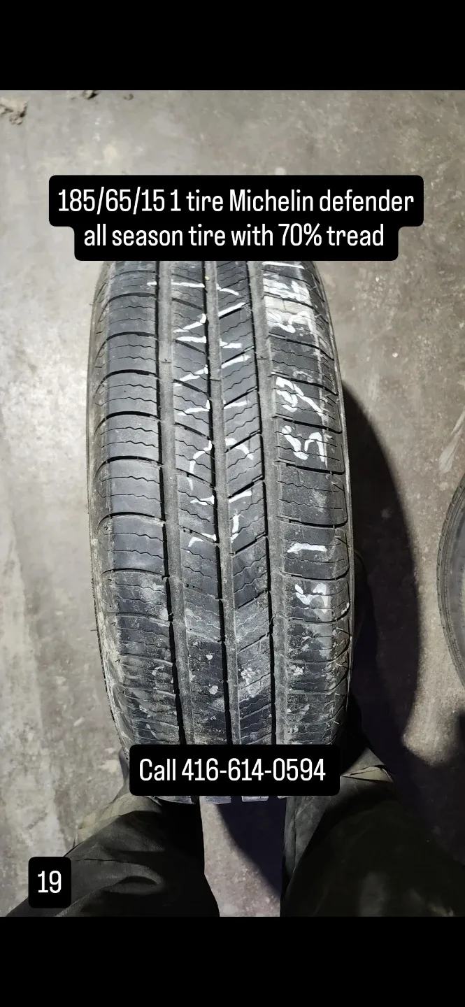 Michelin Defender 185/65/15 Tire - 70% Tread thumbnail