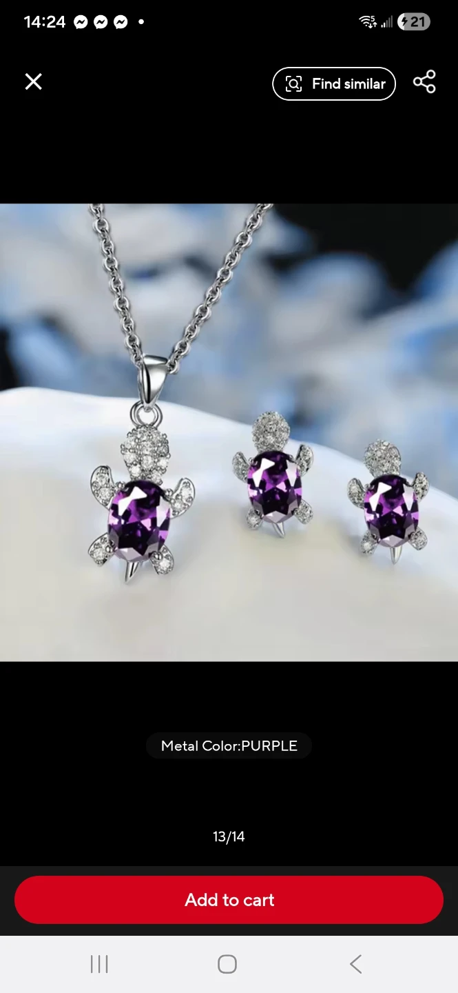 Purple Turtle Necklace & Earring Set