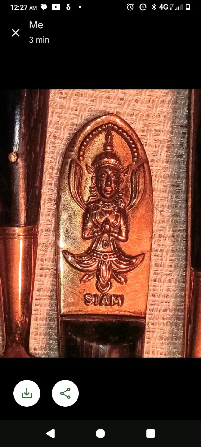 mid century SIAM brass & wooden 132 PC. flatware set image indicator(10)