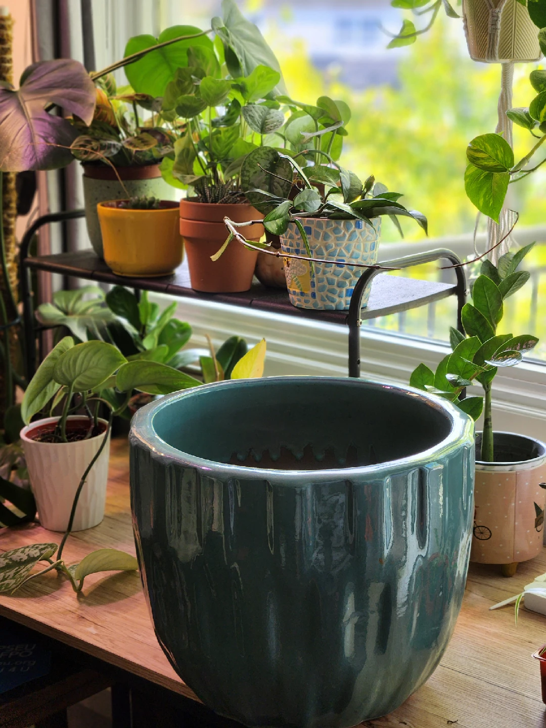 Large Teal Ceramic Plant Pot - photo 3