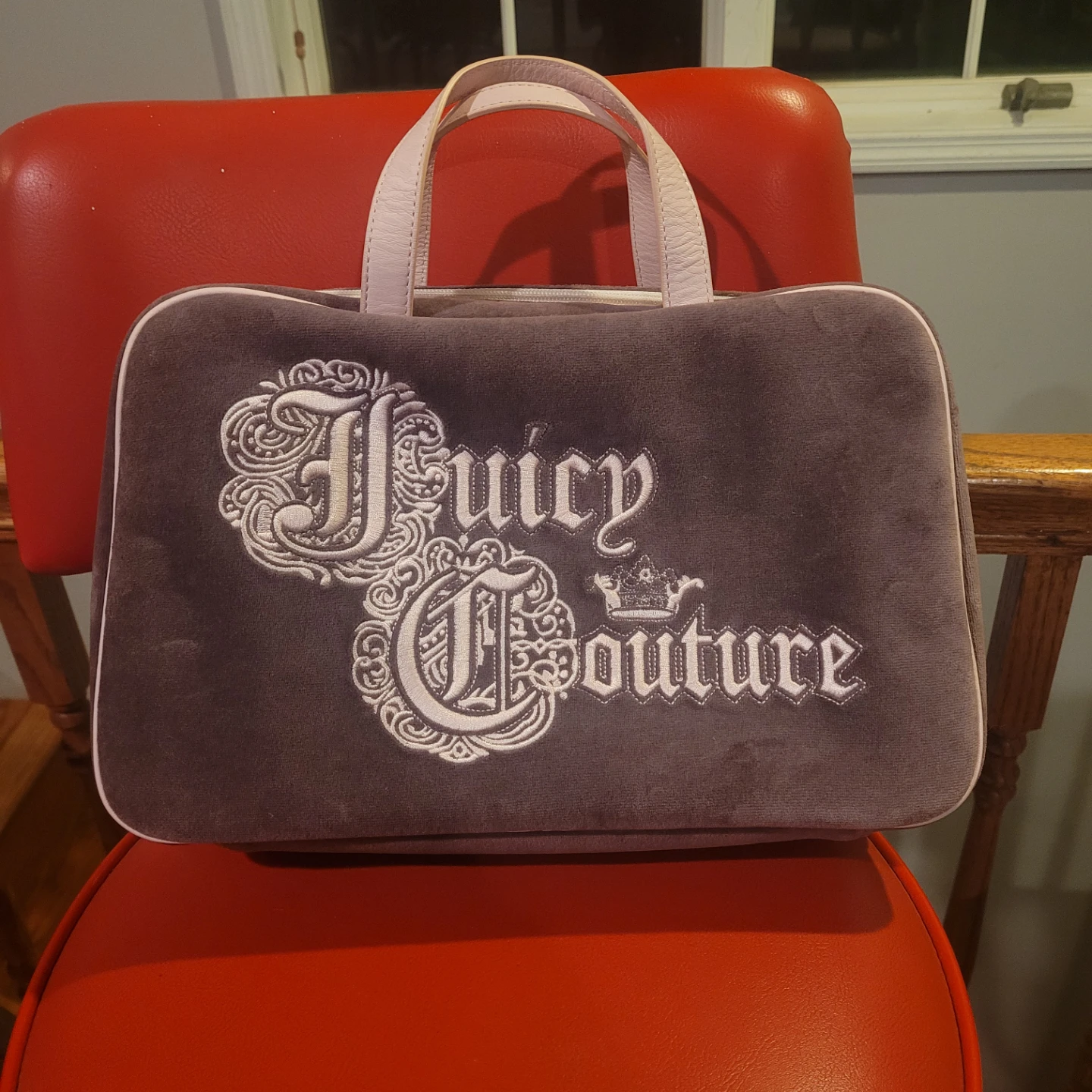 Early 2000's Juicy Couture Pink Velvet Travel Bag