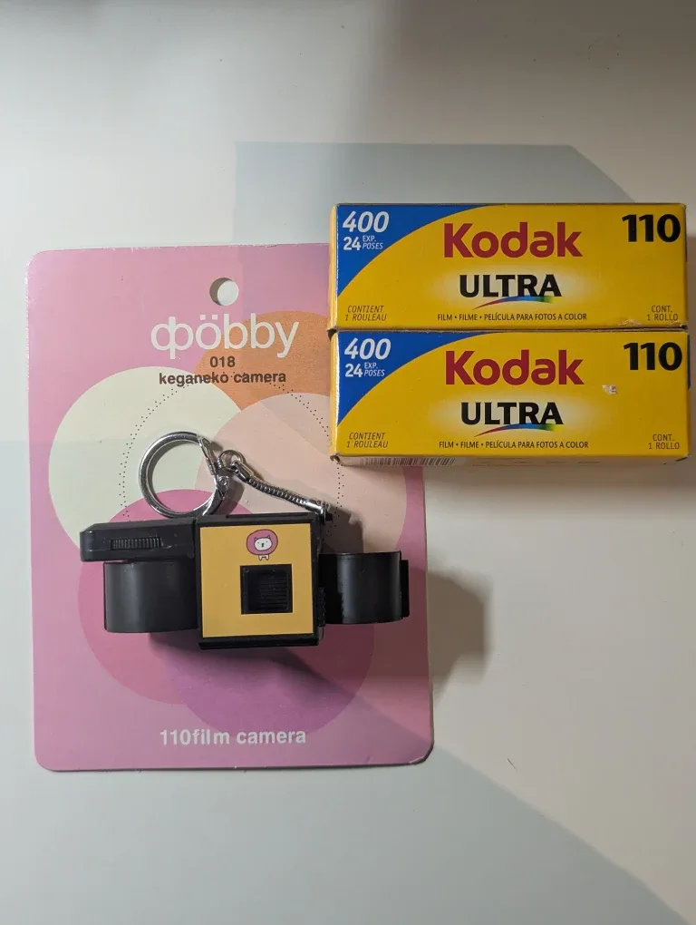 Kodak 110 film keychain camera and film rolls