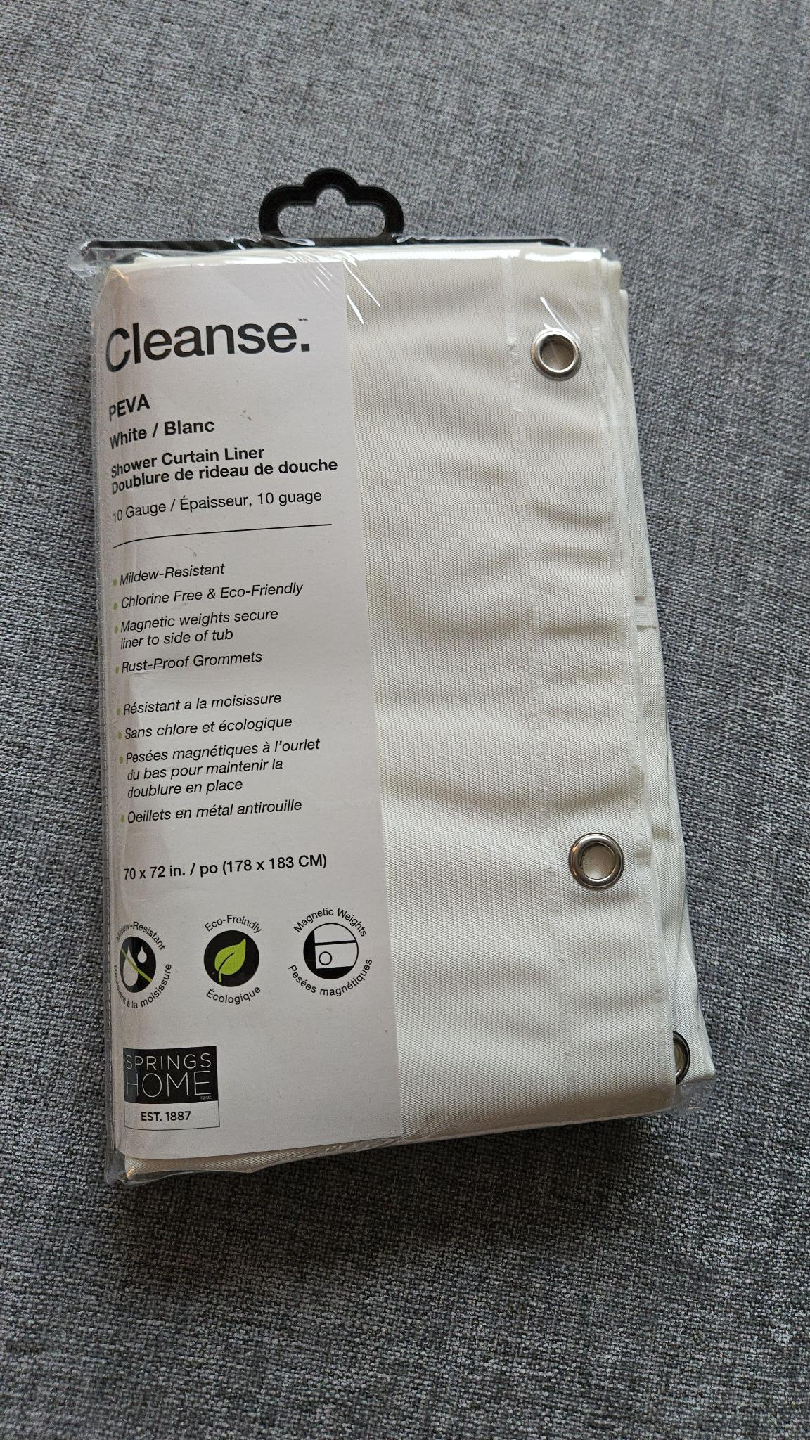 New Springs Home Cleanse Shower Curtain Liner - White