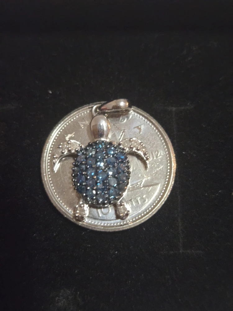 Turtle Pendant with natural blue diamonds - photo 2