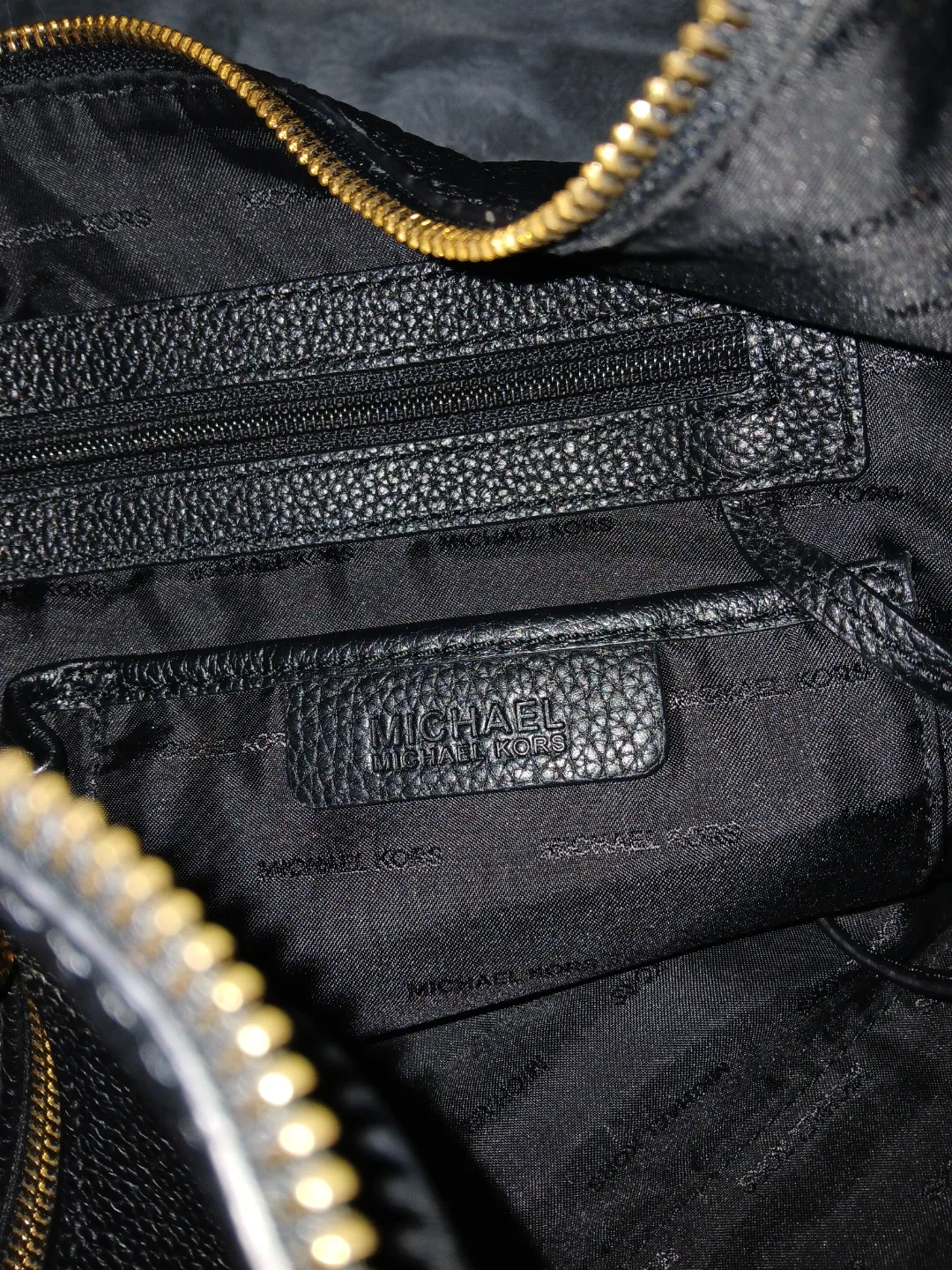 Michael Kors Genuine Black Pebbled Leather Shoulder Bag image indicator(4)