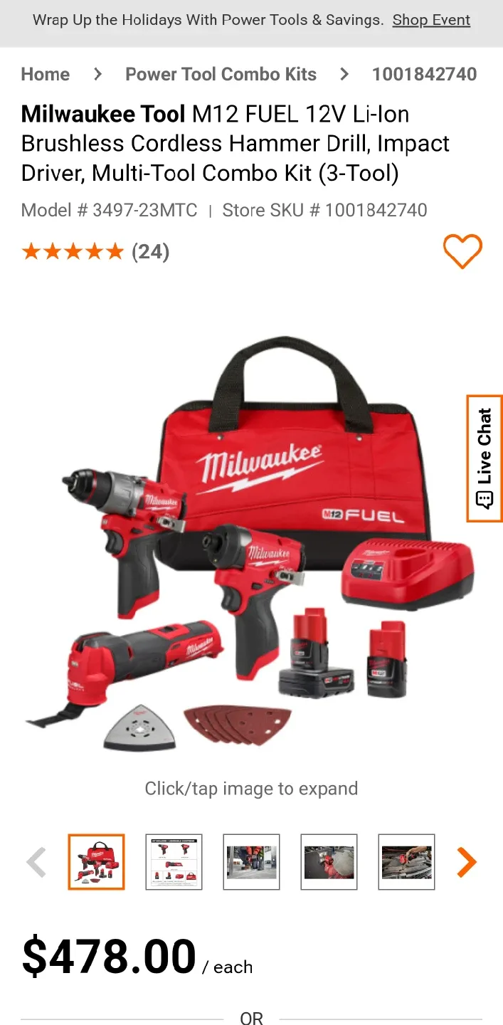 Milwaukee M12 FUEL 3-Tool Combo Kit thumbnail