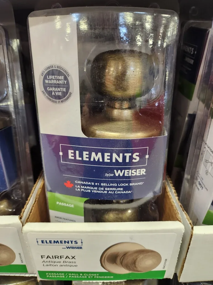 Weiser Elements Fairfax Passage Knob - Antique Brass