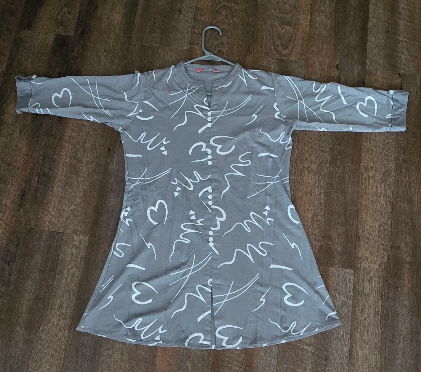 Grey Patterned Tunic Top Large