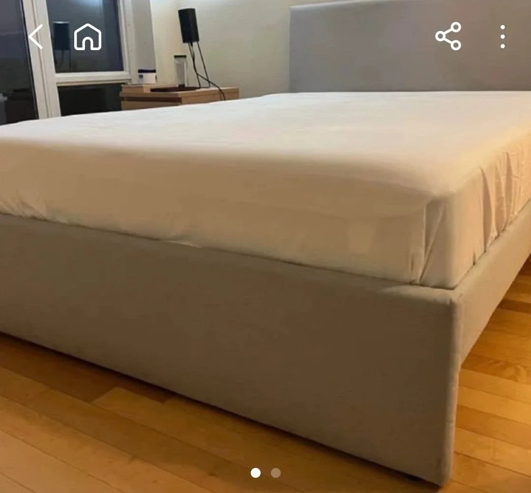 Upholstered Platform Bed - Light Grey