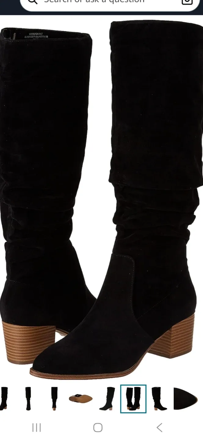 New Amazon Essentials Black Suede Boots, Size 8 image indicator(6)