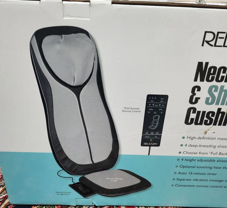 Relaxzen Full Back Shiatsu Massager with Heat - Gray