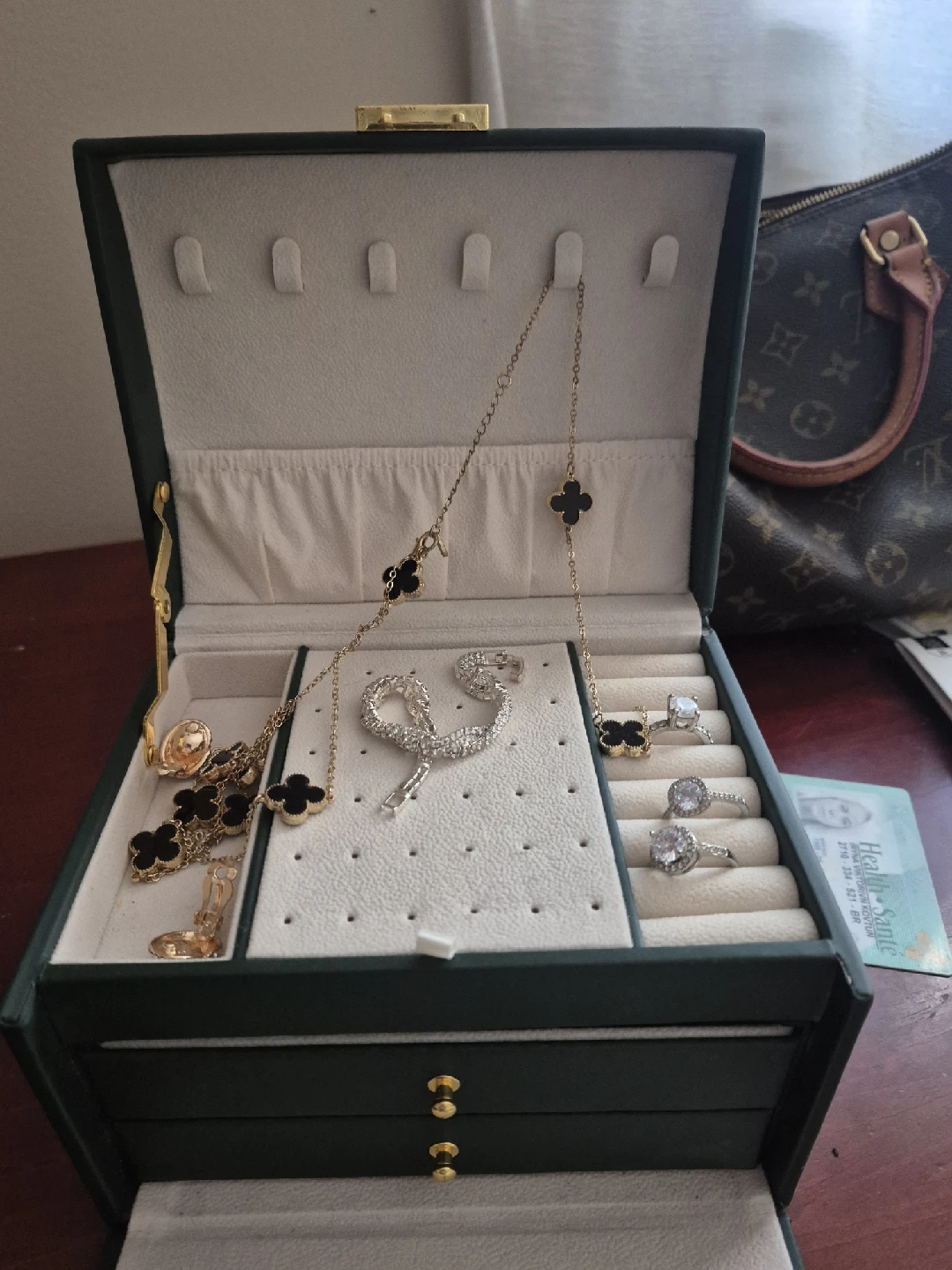 Green Jewelry Box with Assorted Jewelry - photo 2